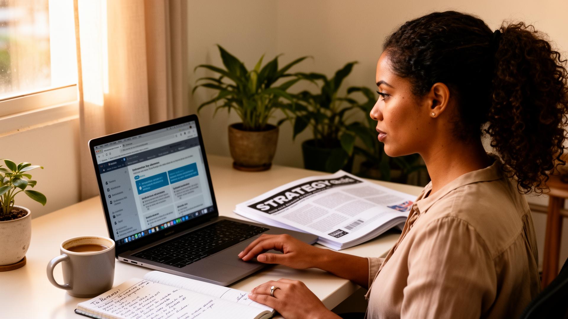 Postgraduate professional studying from a home office
